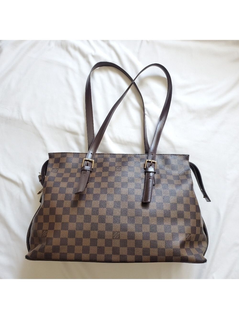 Authentic Louis Vuitton DE Large Tote Shoulder Bag In Brown Monogram Canvas